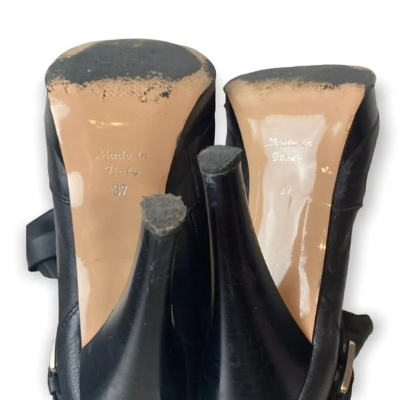 Arnold Churgin Black Leather Knee  High Heeled Boots - Picture 7 of 10